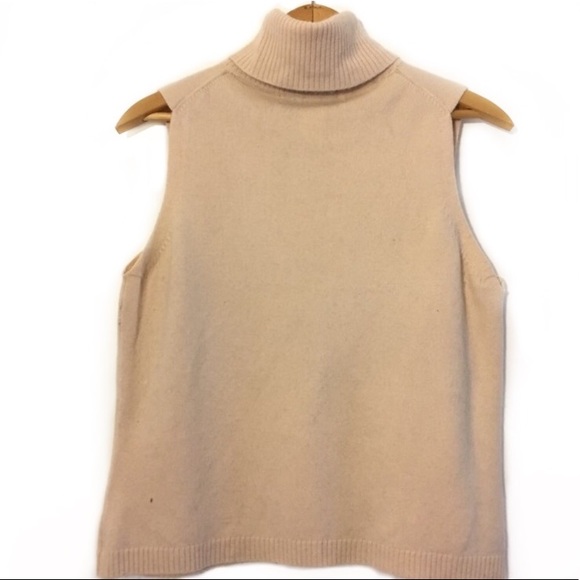 A. Giannetti Tops - A. Giannetti Cashmere Roll Neck Sweater Vest Cream